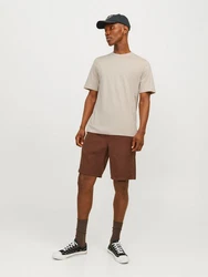 Jack & Jones T-Shirt JJEORGANIC BASIC TEE SS O-NECK (1-tlg) Khaki/Beige/Weiß