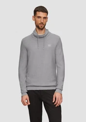 s.Oliver Strickpullover mit Schalkragen Grau/Hellgrau