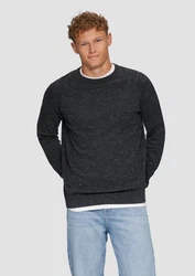 QS Strickpullover aus Melangegarn Dunkelgrau/Dunkelblau/Grau