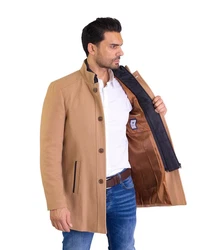 Denim Distriqt Wintermantel Herren Slim Fit Stehkragen Beige