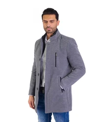 Denim Distriqt Wintermantel Herren Slim Fit Stehkragen Grau