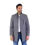 Denim Distriqt Wintermantel Herren Slim Fit Stehkragen Grau