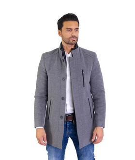Denim Distriqt Wintermantel Herren Slim Fit Stehkragen