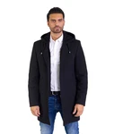 Denim Distriqt Wintermantel Herren SLIM FIT mit Kapuze Schwarz