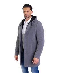 Denim Distriqt Wintermantel Herren SLIM FIT mit Kapuze Grau