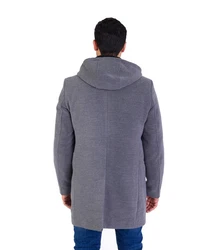Denim Distriqt Wintermantel Herren SLIM FIT mit Kapuze Grau