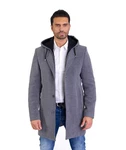 Denim Distriqt Wintermantel Herren SLIM FIT mit Kapuze Grau