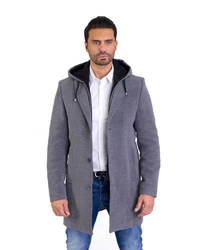 Denim Distriqt Wintermantel Herren SLIM FIT mit Kapuze Grau