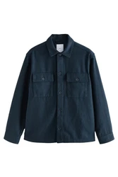 Next Blusenjacke Hemdjacke mit zwei Taschen Hellblau/Dunkelblau/Blau