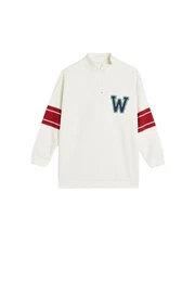 Sweatshirt Halbreiverschluss Mit Appliquedetail