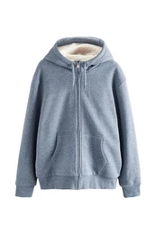 Kapuzenfleecejacke Teddyfell-Kapuzenjacke mit Reiverschluss (1-St)