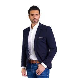 Denim Distriqt Sportliches Herren Slim Fit Jersey Sakko Navy