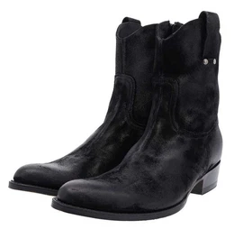 7370 WALT Schwarz Westernstiefelette Rahmengenhter Herren Lederstiefelette