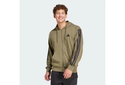 adidas Sportswear Hoodie Essentials 3-Streifen French Terry Kapuzenjacke Dunkelgrün/Khaki/Beige