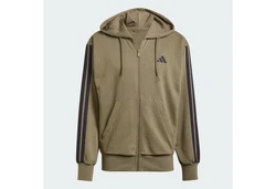 adidas Sportswear Hoodie Essentials 3-Streifen French Terry Kapuzenjacke Dunkelgrün/Khaki/Beige