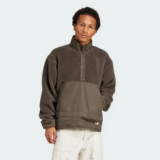 adidas Originals Fleecejacke PREMIUM ESSENTIALS FLEECE SWEATSHIRT Khaki/Dunkelgrün/Braun/Grau/Hellgrau
