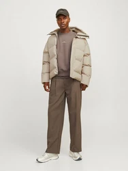Jack & Jones JcoAlpha Puffer mit Kapuze Langarmhemd und Steppjacke Beige/Khaki