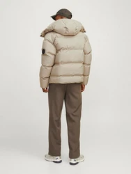 Jack & Jones JcoAlpha Puffer mit Kapuze Langarmhemd und Steppjacke Beige/Khaki