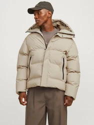 Jack & Jones JcoAlpha Puffer mit Kapuze Langarmhemd und Steppjacke Beige/Khaki