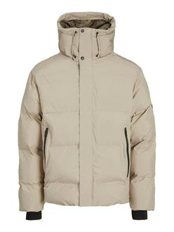 Jack & Jones JcoAlpha Puffer mit Kapuze Langarmhemd und Steppjacke Beige/Khaki