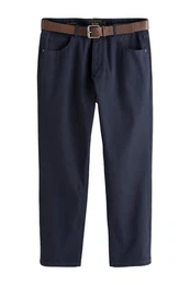 Stoffhose Straight Fit Hose mit 5-Taschen-Design und Grtel (2-tlg)