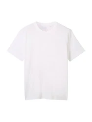 TOM TAILOR Kurzarmshirt T-Shirt mit Piqu Struktur Weiß