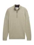 TOM TAILOR Strickpullover Troyer Khaki/Dunkelgrün/Beige