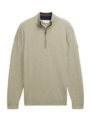 TOM TAILOR Strickpullover Troyer Khaki/Dunkelgrün/Beige