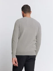 NO EXCESS Rundhalspullover Chenille Grau/Hellgrau/Khaki/Beige