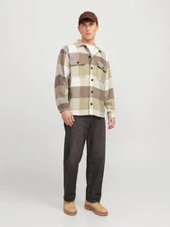 Jack & Jones Langarmshirt Hemd creme/schoko/hellgrau/offwhite