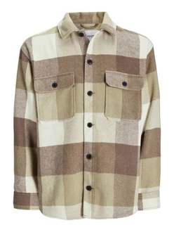 Jack & Jones Langarmshirt Hemd creme/schoko/hellgrau/offwhite