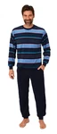 Normann Herren Pyjama Frottee Schlafanzug Dunkelblau/Blau/Hellblau