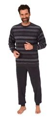 Normann Herren Pyjama Frottee Schlafanzug Grau/Dunkelgrau/Schwarz