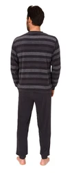 Normann Herren Pyjama Frottee Schlafanzug Grau/Dunkelgrau/Schwarz