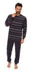 Normann Herren Pyjama Frottee Schlafanzug Grau/Dunkelgrau/Schwarz