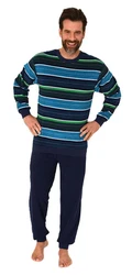 Normann Herren Pyjama Frottee Schlafanzug Dunkelblau/Blau/Mischfarben/Hellblau/Türkis