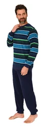 Normann Herren Pyjama Frottee Schlafanzug Dunkelblau/Blau/Mischfarben/Hellblau/Türkis
