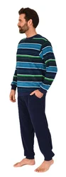 Normann Herren Pyjama Frottee Schlafanzug Dunkelblau/Blau/Mischfarben/Hellblau/Türkis