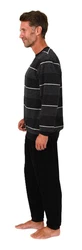 Normann Herren Pyjama Frottee Schlafanzug Schwarz/Dunkelblau