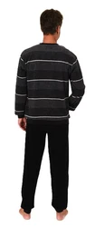 Normann Herren Pyjama Frottee Schlafanzug Schwarz/Dunkelblau