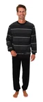 Normann Herren Pyjama Frottee Schlafanzug Schwarz/Dunkelblau