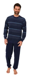 Normann Herren Pyjama Frottee Schlafanzug Dunkelblau/Hellblau/Blau/Lila