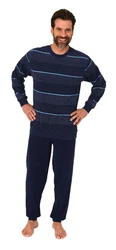 Normann Herren Pyjama Frottee Schlafanzug Dunkelblau/Hellblau/Blau/Lila