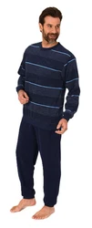 Normann Herren Pyjama Frottee Schlafanzug Dunkelblau/Hellblau/Blau/Lila