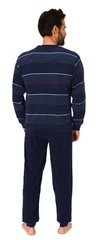 Normann Herren Pyjama Frottee Schlafanzug Dunkelblau/Hellblau/Blau/Lila