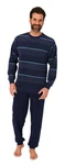 Normann Herren Pyjama Frottee Schlafanzug Dunkelblau/Hellblau/Blau/Lila