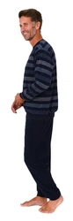 Normann Herren Pyjama Frottee Schlafanzug Dunkelblau/Blau