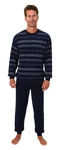 Normann Herren Pyjama Frottee Schlafanzug Dunkelblau/Blau