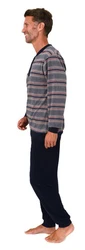 Normann Pyjama Herren Frottee Schlafanzug Dunkelblau/Grau/Rot/Blau