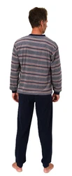 Normann Pyjama Herren Frottee Schlafanzug Dunkelblau/Grau/Rot/Blau